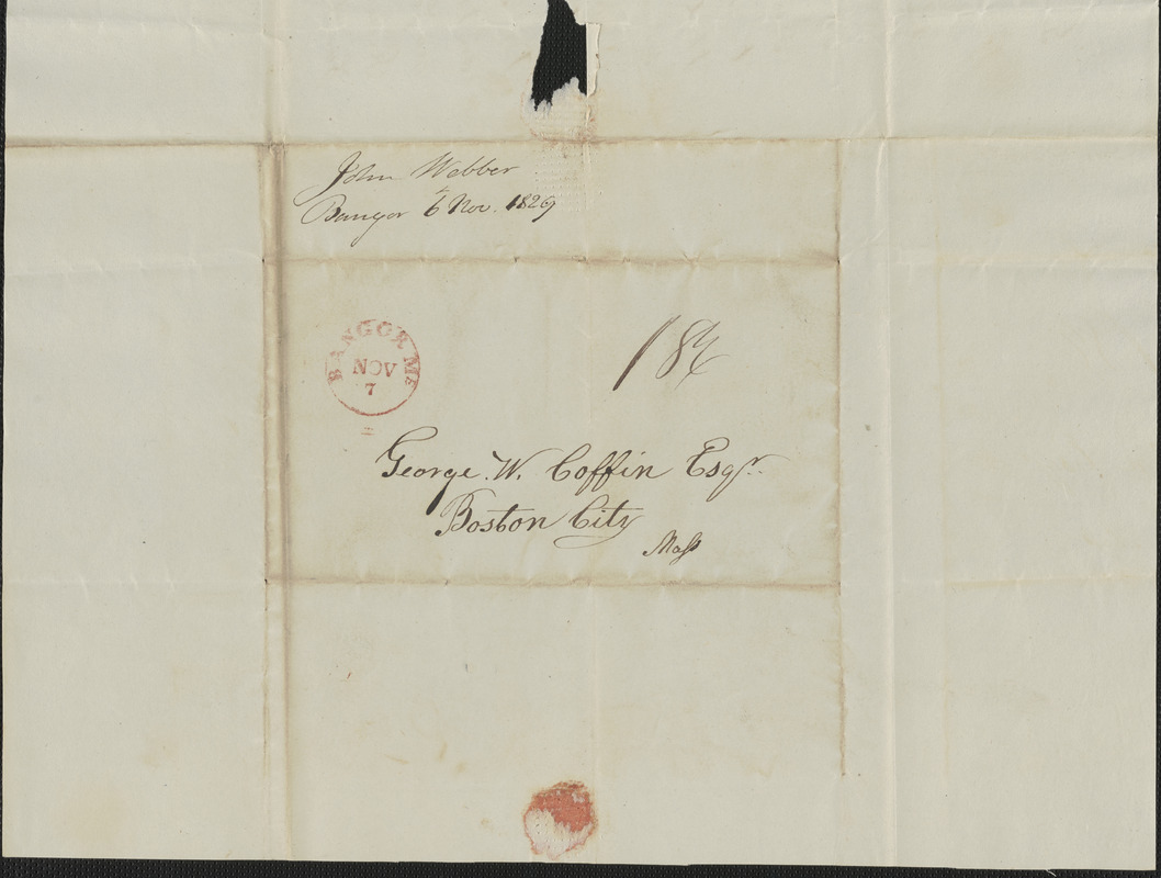 John Webber to George Coffin, 6 November 1829