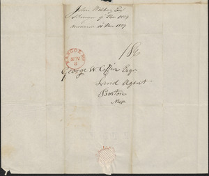 John Webber to George Coffin, 9 November 1829