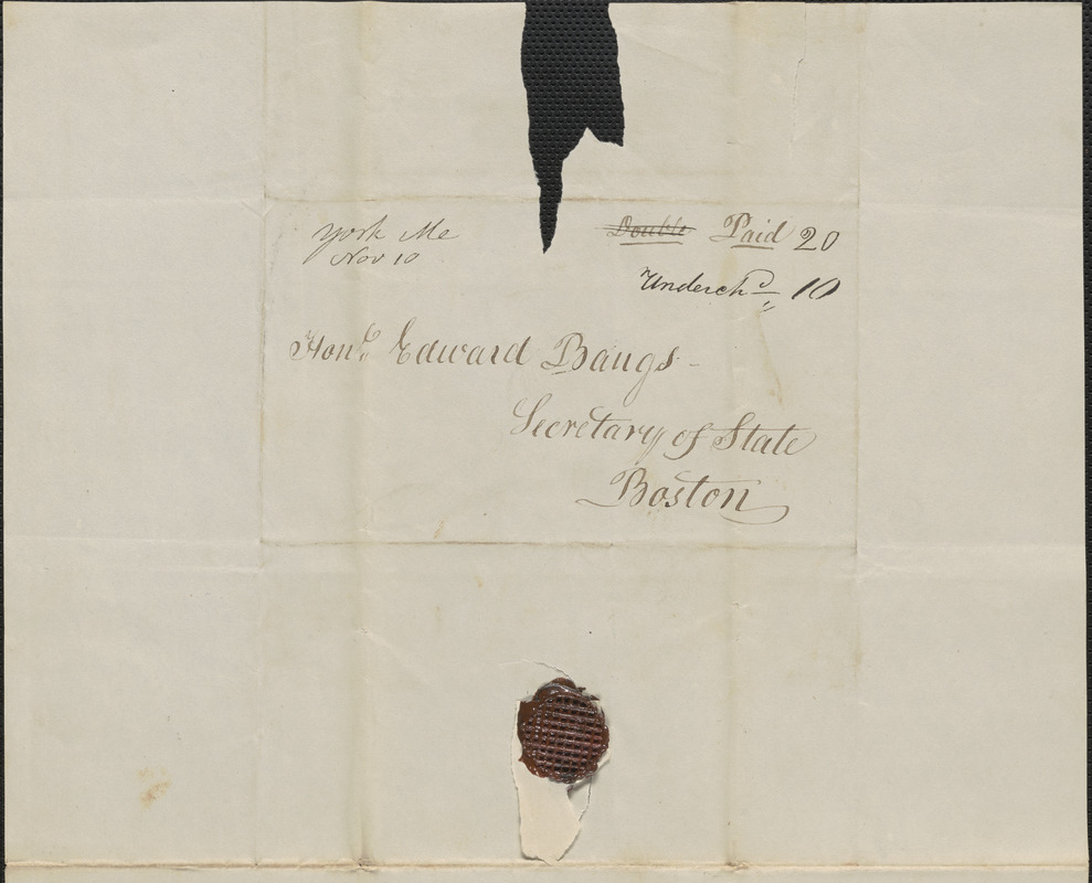 Ichabod Butler to Edward Bangs, 10 November 1829