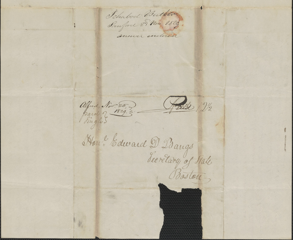 Ichabod Butler to Edward Bangs, 23 November 1829