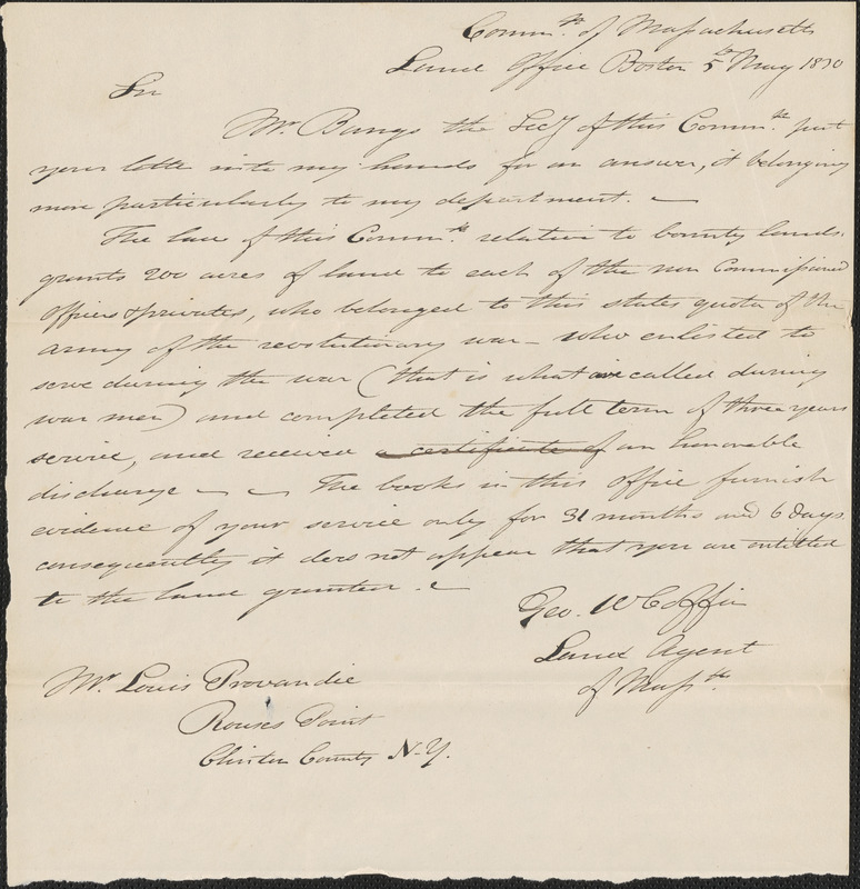 George Coffin to Louis Provandie, 5 May 1830 - Digital Commonwealth