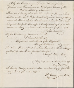 Certificate of Service, Joseph Vose and Phineas Pond, 24 May 1830