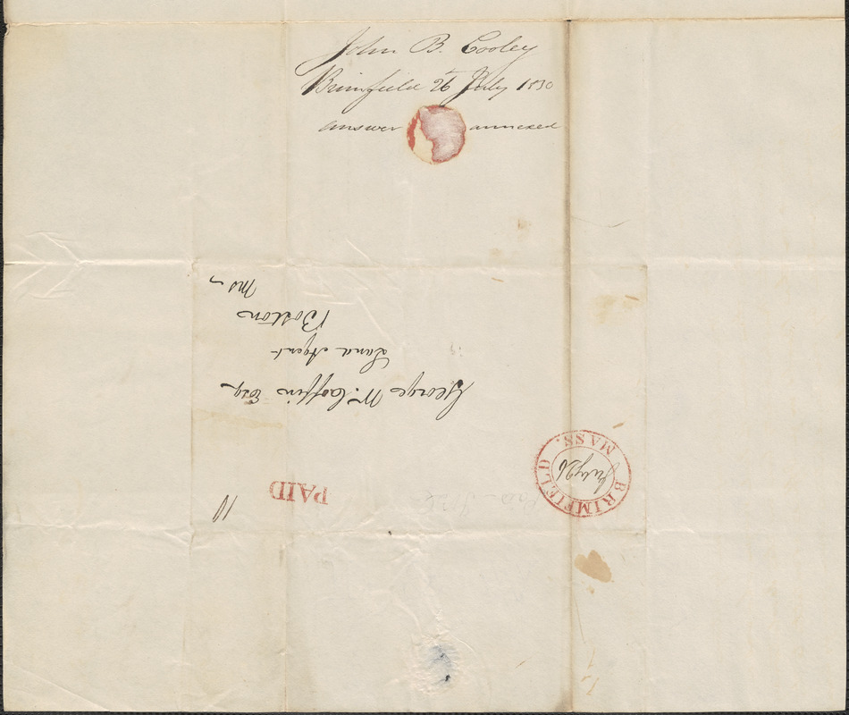 John Cooley to George Coffin, 26 July 1830