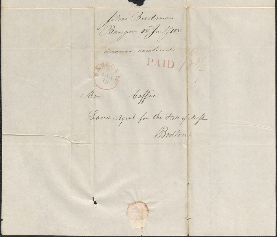 John Bordman to George Coffin, 18 January 1831 - Digital Commonwealth