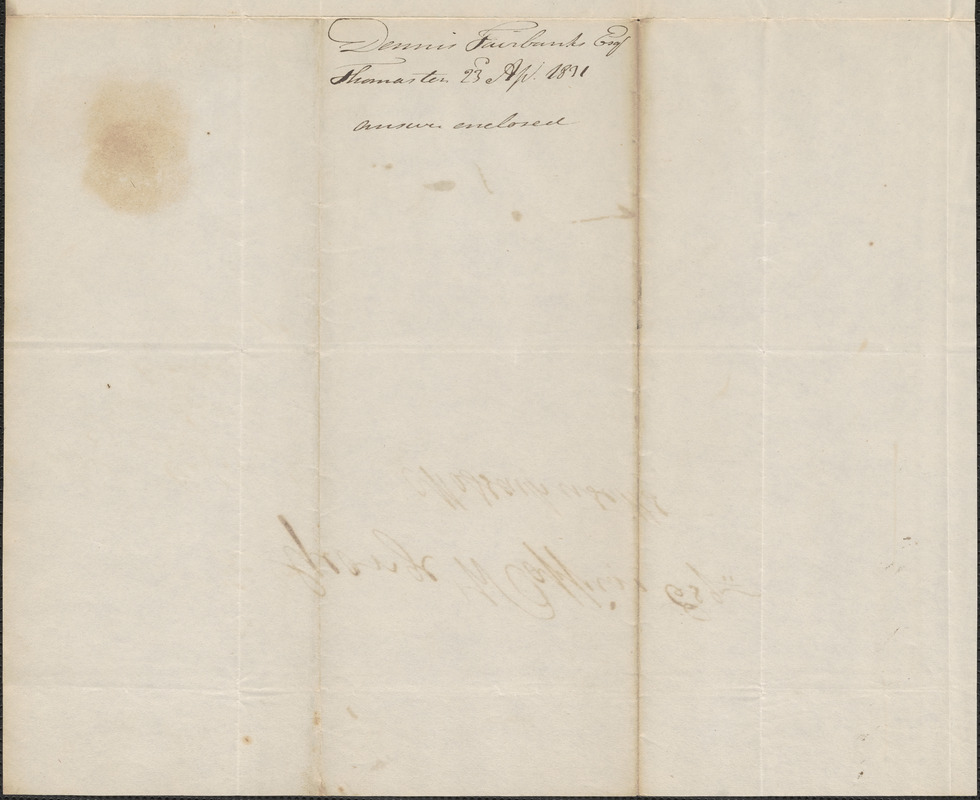 Dennis Fairbanks to George Coffin, 23 April 1831