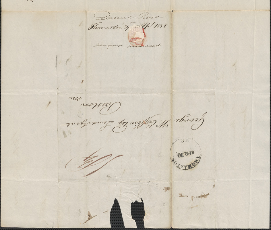Daniel Rose to George Coffin, 29 April 1831