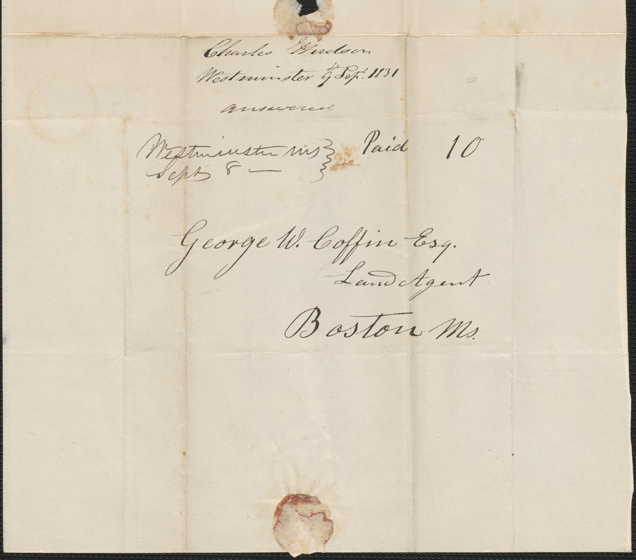 Charles Hudson to George Coffin, 9 September 1831 - Digital Commonwealth