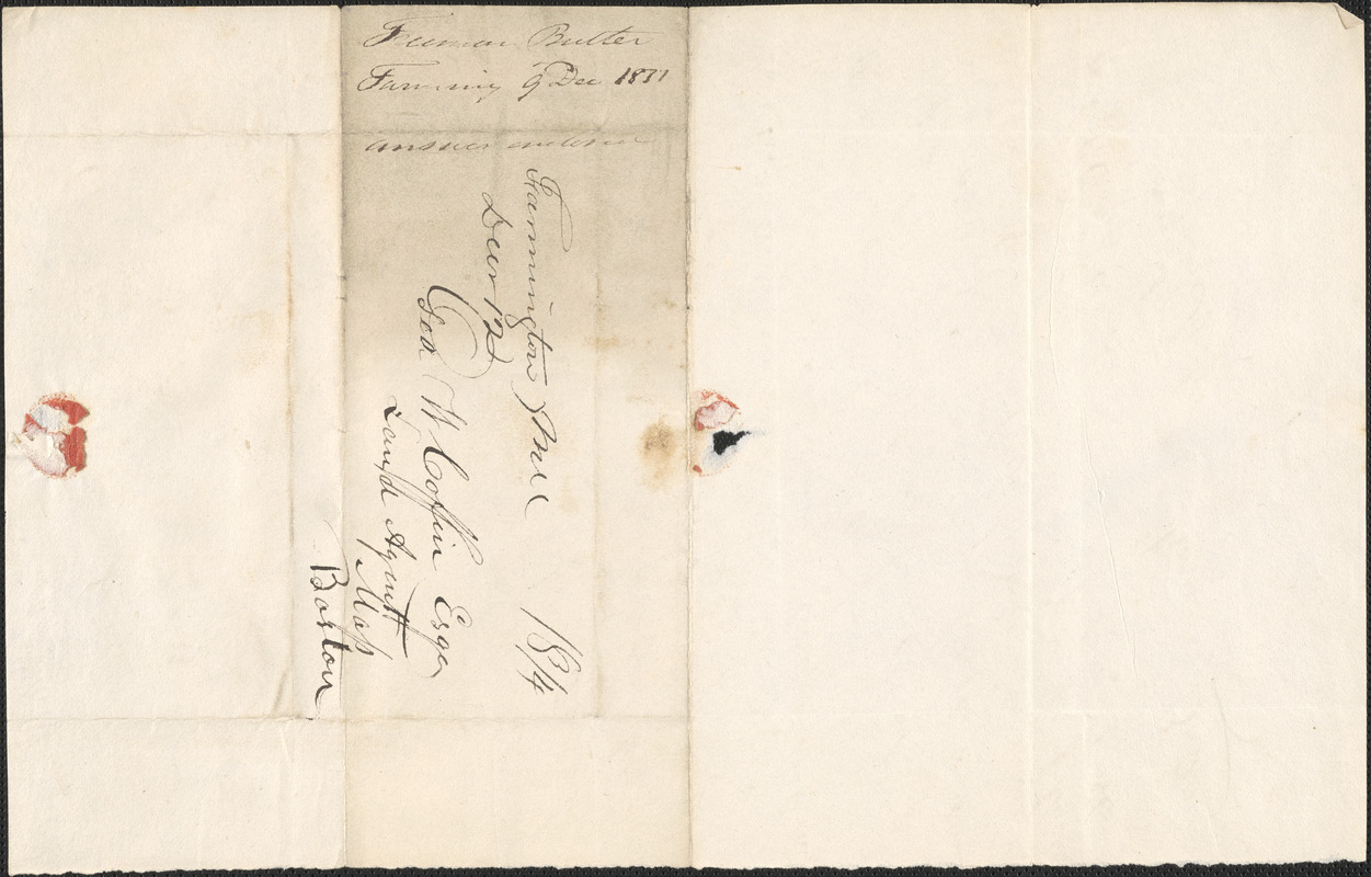 Freeman Butler to George Coffin, 9 December 1831