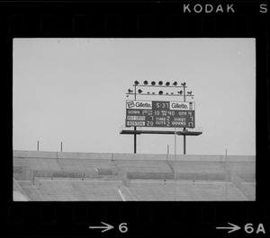 View of the scoreboard during the fourth quarter of Boston College vs. Holy Cross football game at Schaefer Stadium