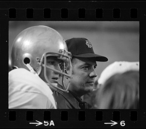 Boston College football coach Joe Yukica during a game against Holy Cross at Schaefer Stadium
