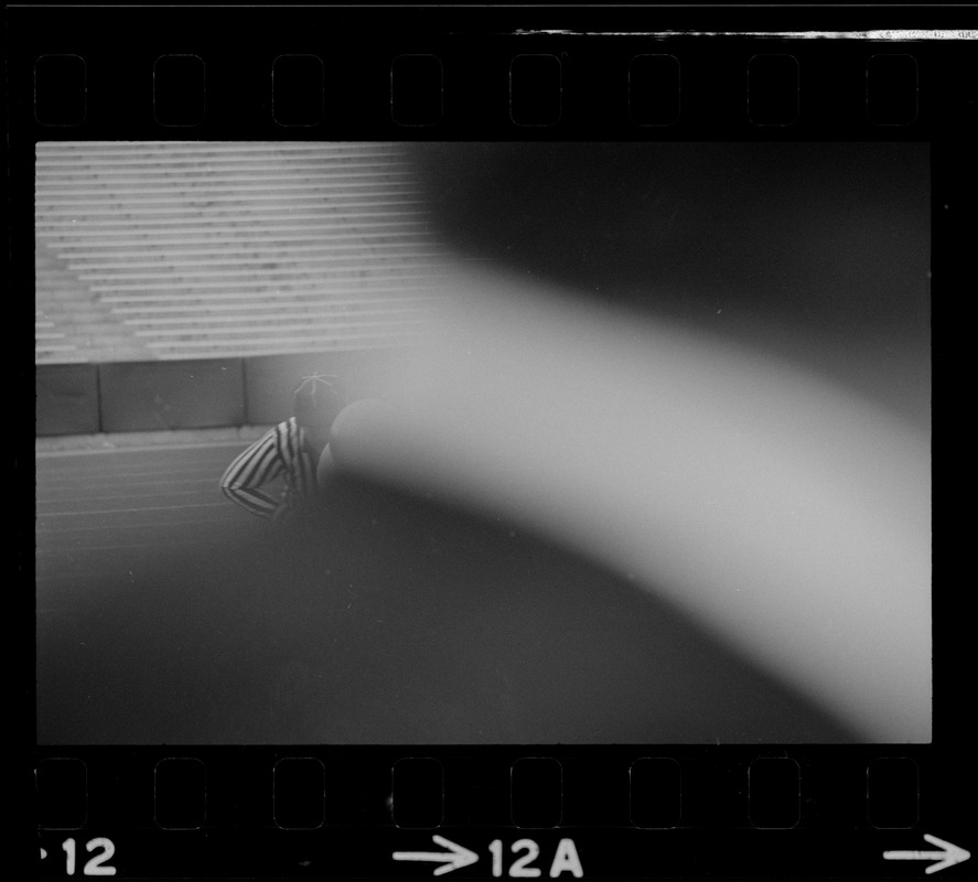 Partial view of referee on field at Boston College vs. Holy Cross football game at Schaefer Stadium