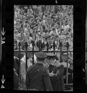 Thousands of Boston area college students gathered in front of the State House to protest US march into Cambodia and the killing of four Ohio students at Kent State