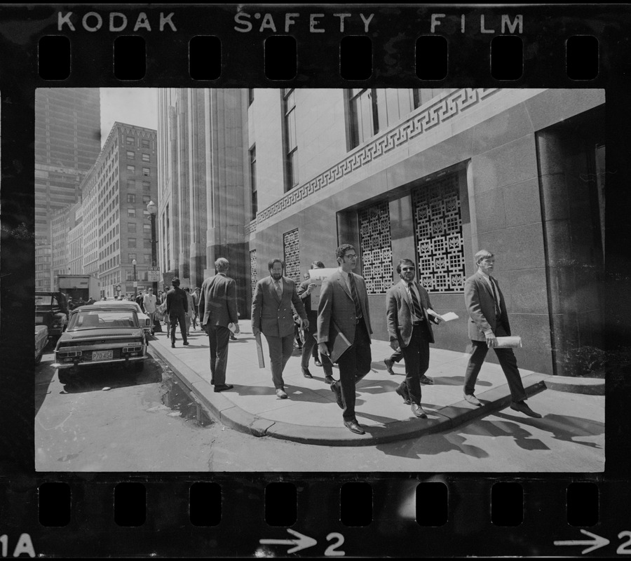 Student demonstrators walking in downtown Boston to protest against US invasion into Cambodia and the killing of four Ohio students at Kent State