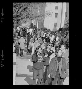 Female students marching in protest against US invasion into Cambodia and the killing of four Ohio students at Kent State