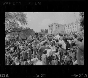 Thousands of Boston area college students gathered in the Boston Common in front of the State House to protest against US march into Cambodia and the killing of four Ohio students at Kent State
