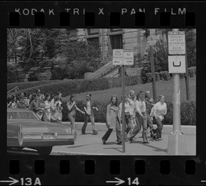 Female students march along Massachusetts Avenue in protest against the US march into Cambodia and the killing of four Ohio students at Kent State