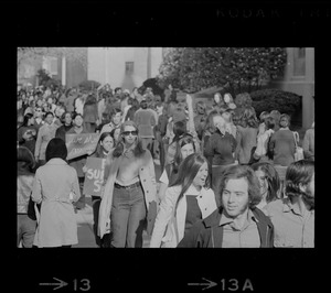 Boston area college students march in protest against the US march into Cambodia and the killing of four Ohio students at Kent State