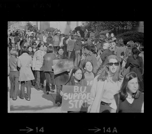 Boston area college students march in protest against the US march into Cambodia and the killing of four Ohio students at Kent State