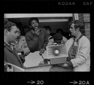 Jimmy Moore, spokesman for the Black Student Association of Boston State College, reads demands