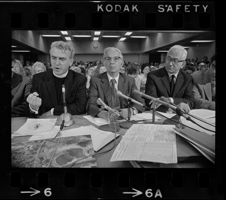 Rev. W. Seavey Joyce, president of Boston College, and Atty. Lewis H. Weinstein at hearing