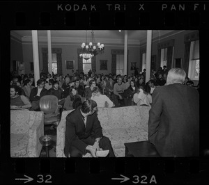 A meeting during student demonstrations at Tufts University