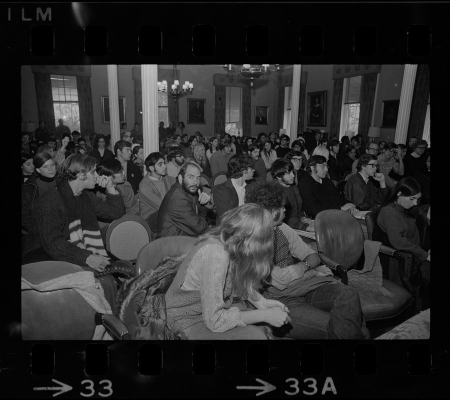 A meeting during student demonstrations at Tufts University