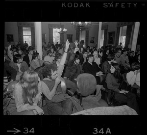 A meeting during student demonstrations at Tufts University
