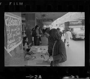 Student protesters organizing a postcard and telegram drive to protest Vietnam War