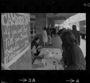 Student protesters organizing a postcard and telegram drive to protest Vietnam War