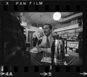 Lawrence Welk seen at the book signing for his autobiography, "Wunnerful, Wunnerful," at Jordan's Bookmart