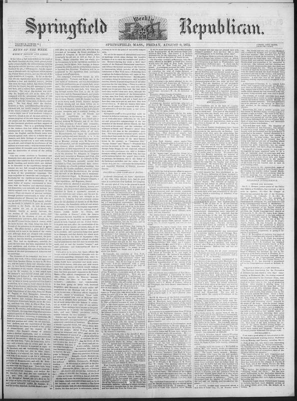 Springfield Weekly Republican. August 09, 1872 - Digital Commonwealth