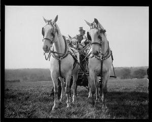 William H. Vanderbilt, Esq. and his famous London-Dover coach Venture at Jacobs Hill horse show, Seekonk, Mass.