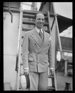 Don Louis de Bourbon, cousin to the King of Spain, leaving U.S. on the SS Byron, Commonwealth Pier, South Boston