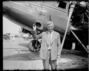 Will Rogers doffs his hat at East Boston airport