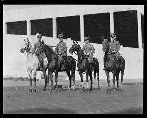 German horsemen in Boston, R-R, Lt. Von Nagel on Wotan, Capt. Baron von Waldenfels on Baccarat, Lt. Momm on Kampfderell and Lt. Hasse on Derby