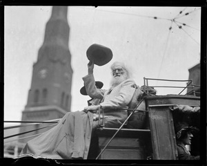 Famous pioneer Ezra Meeker visits Boston in stagecoach