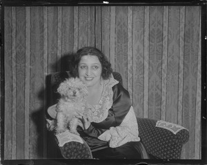 Claudia Muzio - soprano for the Chicago Civic Opera with her mop dog, Cici