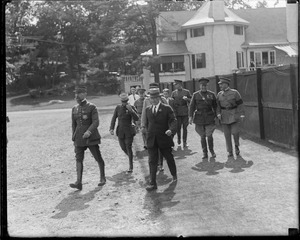 French General Henri Gouraud visits Longwood Courts, Brookline, to see Frenchmen play