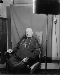 Cardinal O'Connell in his home in Chestnut Hill