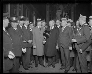 Curley and Police Superintendent Crowley with Gen. Pershing at train station