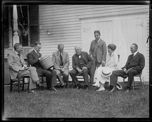 R-R: Harvey Firestone /Pres. Coolidge / Henry Ford / Thomas Edison / Harvey Firestone Jr. / Mrs. Coolidge / Col. Coolidge