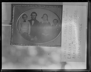R-R: Julius C. Coolidge (died age 19), Calvin C. Coolidge, Almeda Brewer Coolidge, John C. Coolidge