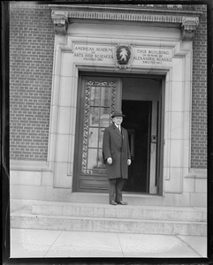 Ex-Pres. Coolidge outside American Academy of Arts and Sciences - 28 Newbury St.