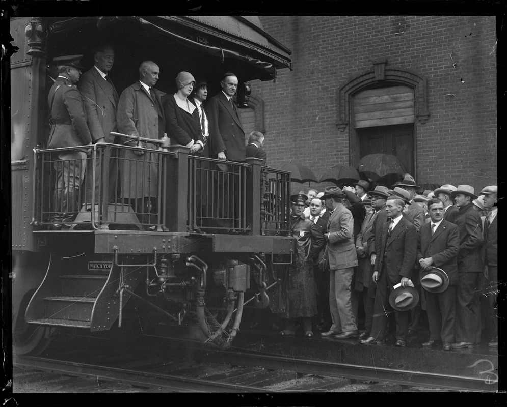 Pres. Coolidge, in back of train, in dear old Vermont for probably the last time as President