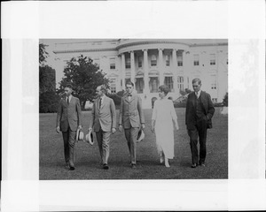 John / President / Cal Jr. / and Mrs. Coolidge with Secretary Christian on White House Lawn