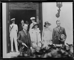 Pres. and Mrs. Coolidge and Col. and Mrs. Lindberg at temporary White House in Washington