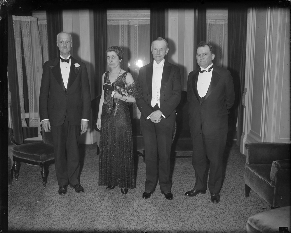 Ex-Pres. Coolidge and wife in Boston at Vermont dinner