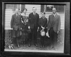 Pres. Calvin Coolidge, Mrs. Coolidge, John and Cal. Jr.