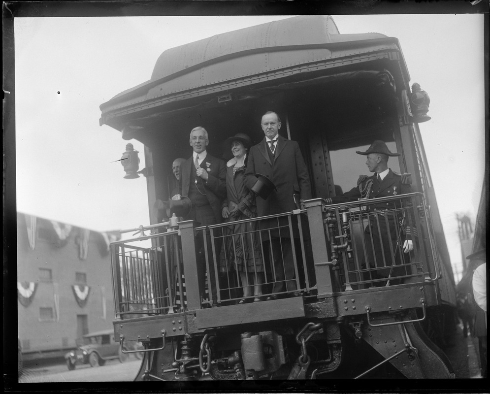 Andover Academy - Pres. Coolidge and Mrs. Coolidge arrive at Andover Station and meet A. Stearns - Headmaster of the Phillips Academy