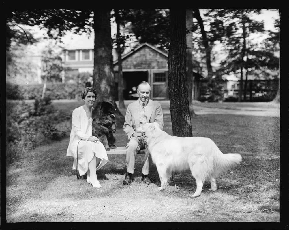 Ex Pres. Coolidge with wife at new home in Northampton